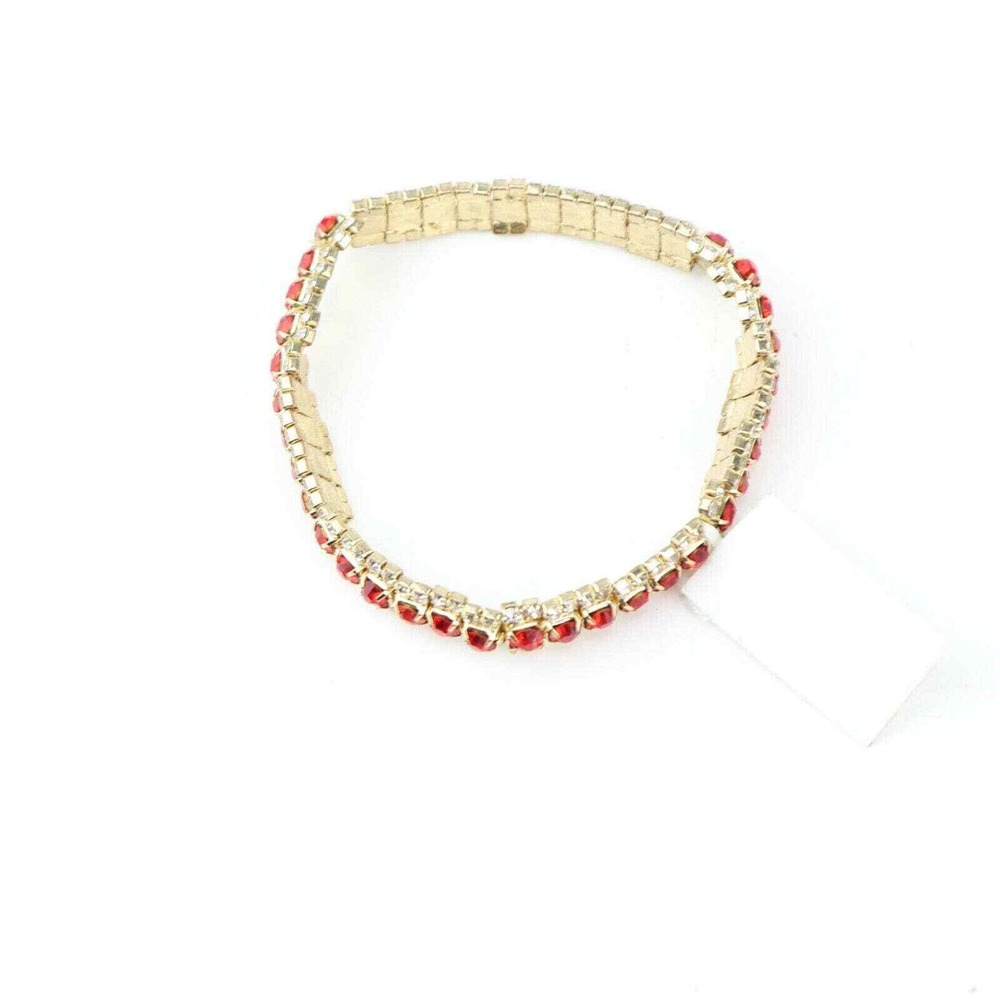 INC International Concepts Bracelet Womens OS Red Gold NWOT Rhinestone Tennis